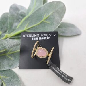 STERLING FOREVER Shine Bright Rose Quartz Ring Size 7 NWT
